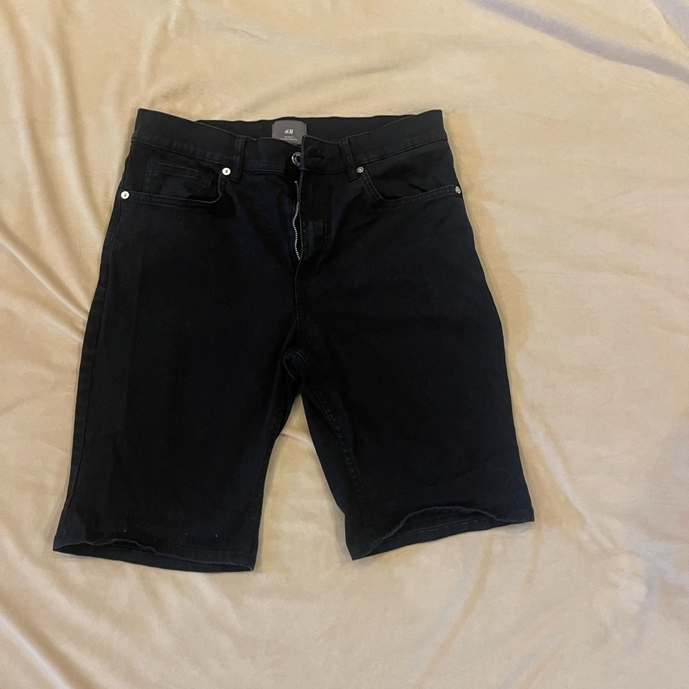 H&M black denim shorts